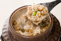 牛そぼろ 栗 銀杏の炊き込みごはん